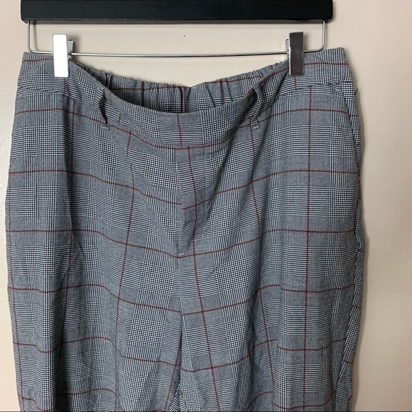 [A New Day] Gray Plaid Print Tapered Leg Elastic Waist Career Pant Trousers - Picture 2 of 10